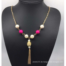 Bunte Perlen Perlen Pullover Halskette (XJW13761)